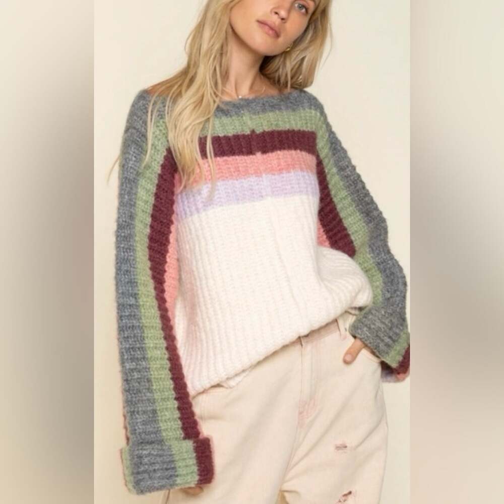 POL oversize super soft wool blend cozy pullover kimono sleeve - sz L - G31